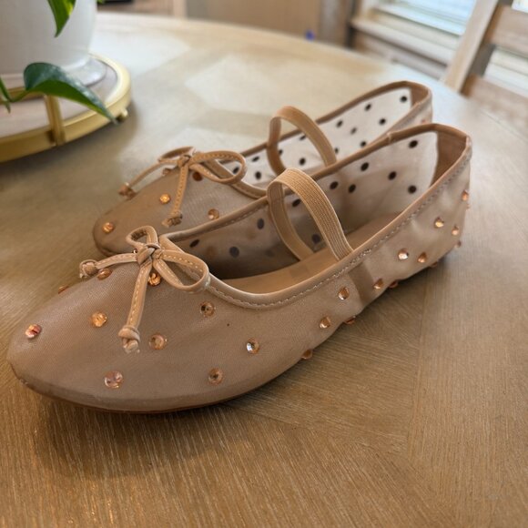 Juicy Couture FEFI Rhinestone Tan Mesh Ballet Flats - Size 8M - Gently Used - Picture 3 of 6